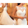 Alibaba Plus Size Lace Crystal Beading Pearls Irovy Trumpet Wedding Dress Gowns Mermaid Cut